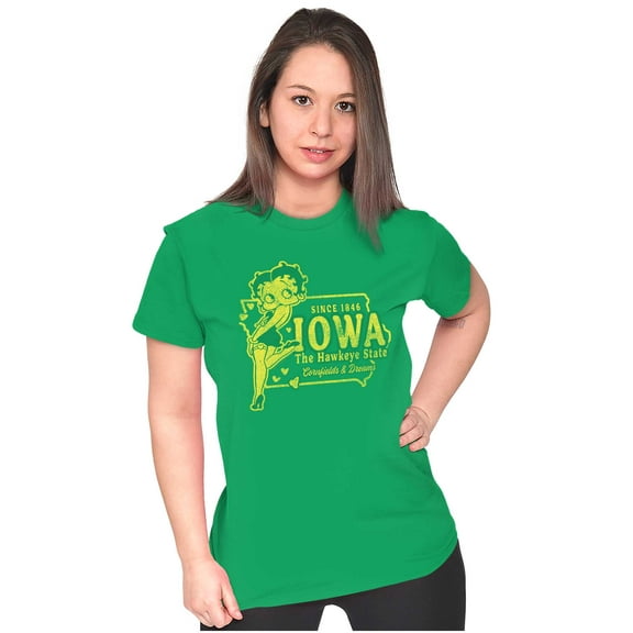 Iowa IA State Pride Cute Betty Boop Womens T Shirt Ladies Tee