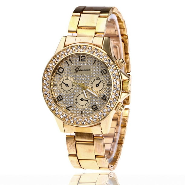 Sfonq Summer Clearance Womens Watches Metal Bracelet Quartz Bracelet Gold Bracelet Crystal Watch Mothers Day Gift for Grilfriend Gold Buy 2 Save 10 EasyLife Bodega Aurrera en linea