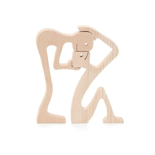Figura de perro y humano de madera, creativa, 3D, para decoración del hogar y la oficina, estatua de hombre, juguete de madera para escritorio, ecológico, envío gratuito