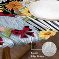 thumbnail image 3 of Black Gnomes Daisy Round Tablecloth, Fitted Table Cover with Elastic for 36"-44" Round Tables, Pastoral Country Garden Floral Table Cloth Outdoor Indoor Dinning Party Waterproof Tablecloths, 3 of 7