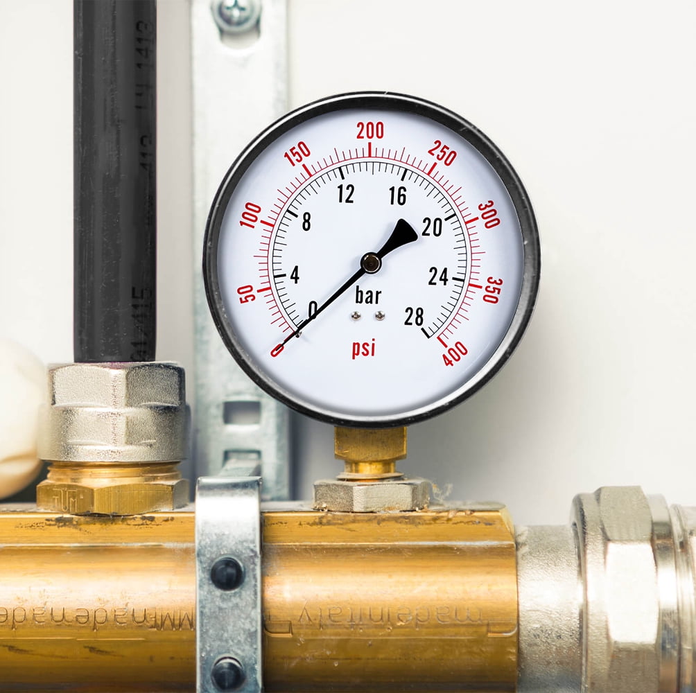 Supply Giant 4.5" Utility Dry Water Pressure Gauge 400 PSI, 1/4" NPT Lower Mount