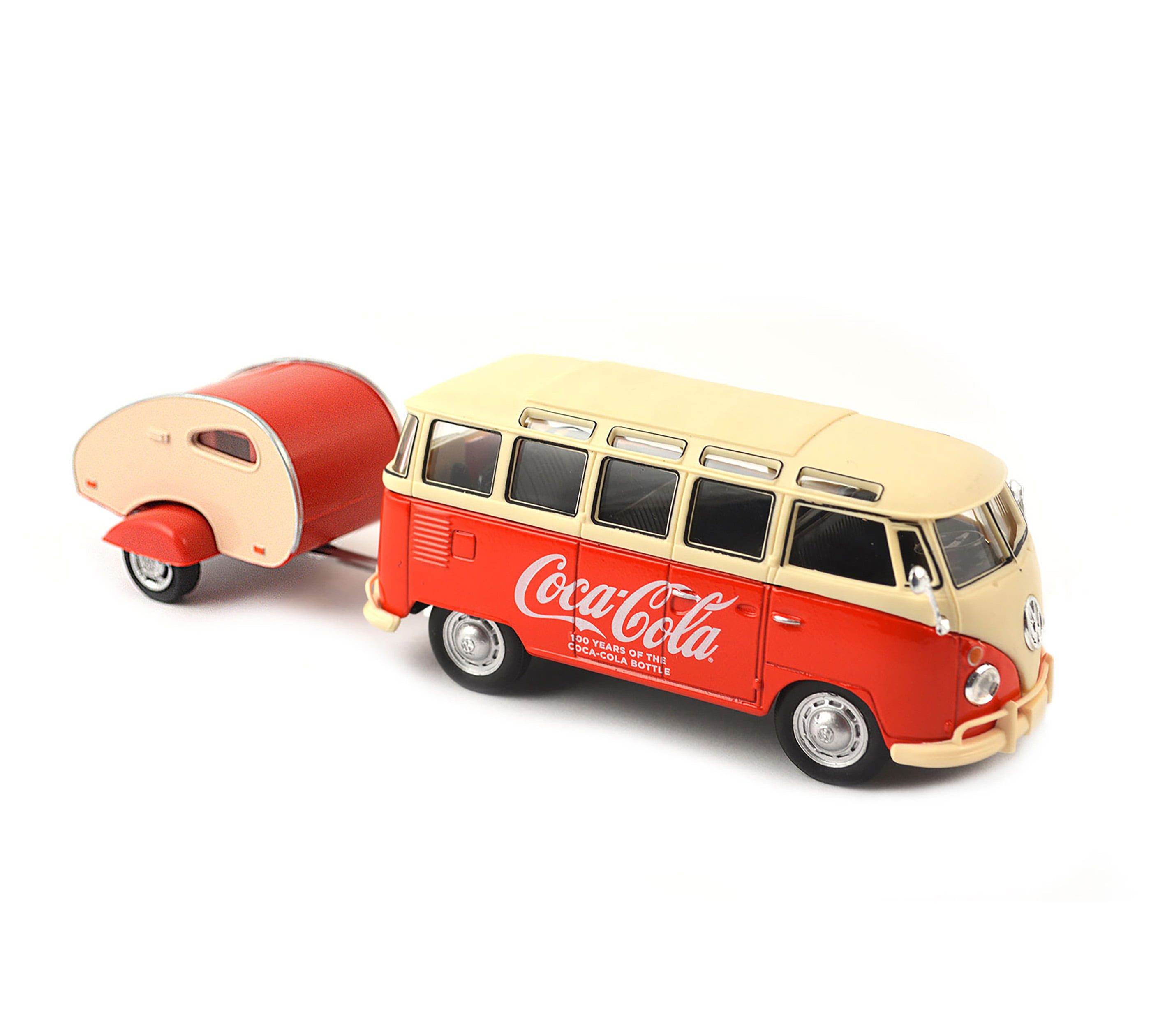 Coca-Cola 1962 VW Volkswagen Bus w Trailer Diecast 1:43 Motor City 5 inch 440033 