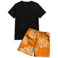 thumbnail image 4 of GrmtClth Mens Hawaii 2 Piece Outfits Summer Crew Neck Tee and Shorts Set Casual Short Sleeve Outfits Soft Elastic Drawstring Clothes Orange XL, 4 of 4