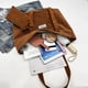 thumbnail image 2 of Bolsa Tote De Pana Bolso de pana para mujer Bolso de viaje de invierno informal de gran capacidad (marrón), 2 of 9