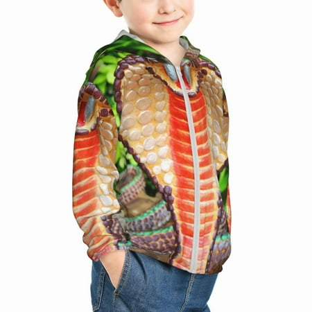 

Uemuo Cobra Snake Pattern Rash Guard for Boys Girls Long Sleeve Swim Shirts UPF 50+ UV Sun Protection Hooded Fishing Shirt with Pocket for Kid-18 Months