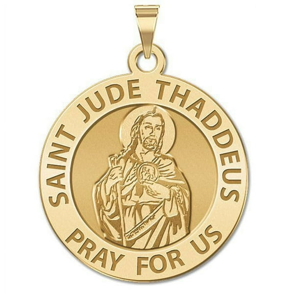 PicturesOnGold.com 14K Gold Saint Jude Religious Medal Female Adult- Solid 14k Yellow Gold, 3/4 inch