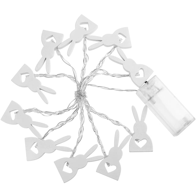 KAKOWELY 10-LEDs Battery Powered Wooden Rabbit Shape String Light for Party Festival Decoration (Warm White Light),64.96"X0.24"X3.54"