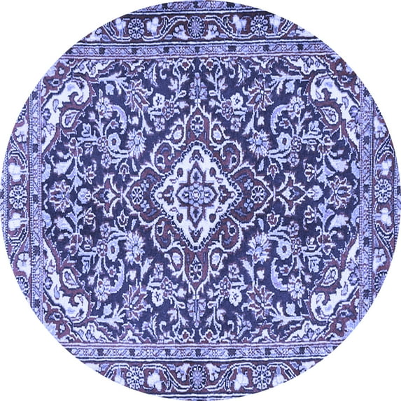 Ahgly Company Indoor Round Medallion Blue Traditional Area Rugs, 6' Round