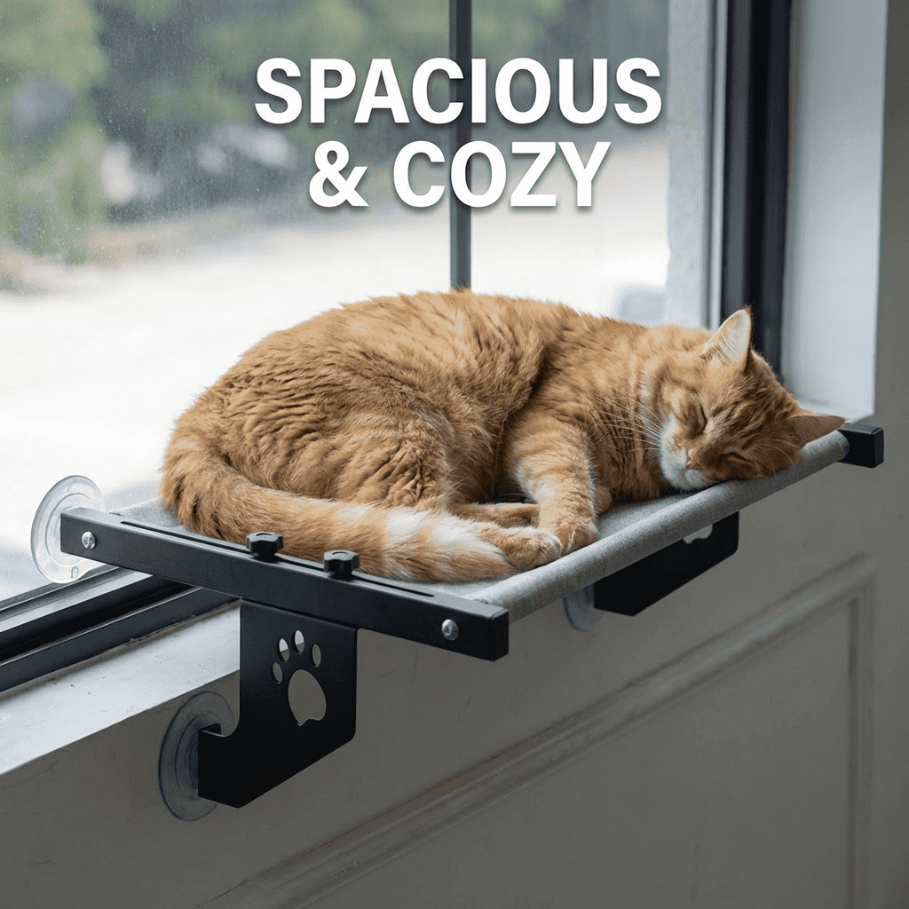 2-in-1 Cat Window Perch Hammock, Suction Cup & Hook-On Mount for Indoor Cats