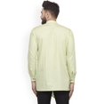 thumbnail image 5 of eloria Indian Traditional Men's Lime Green Solid Thread Work Kurta, 5 of 7
