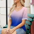 thumbnail image 4 of Brglopf Womens Plus Size T Shirts V-Neck Rolled Short Sleeve Basic Summer Tops Trendy Tie Dye Casual Tees Blouse(Blue Pink,M), 4 of 8