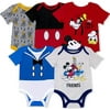 Disney 5-Pack Baby Boy creepers with Mickey, Donald, Goofy for Infant and Newborn