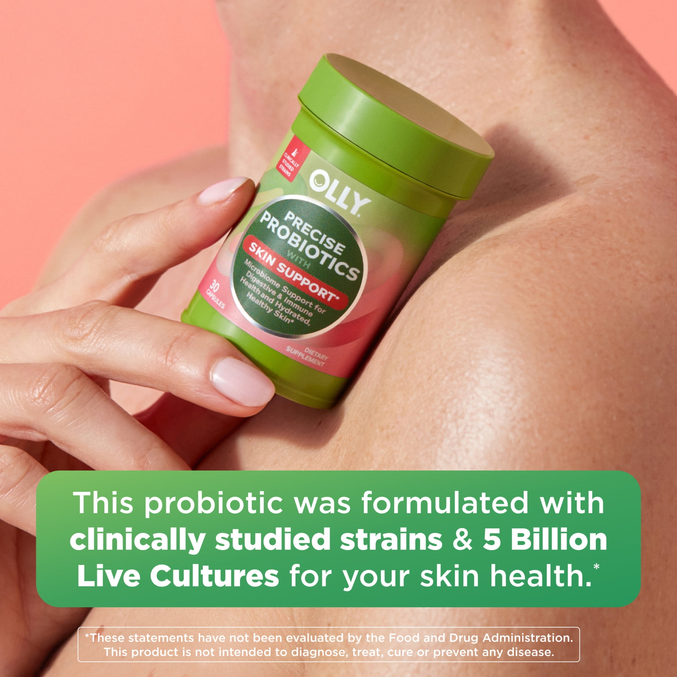 OLLY Precise Probiotics Skin Support Supplement with Clinically Studied Strains,* 30 Ct