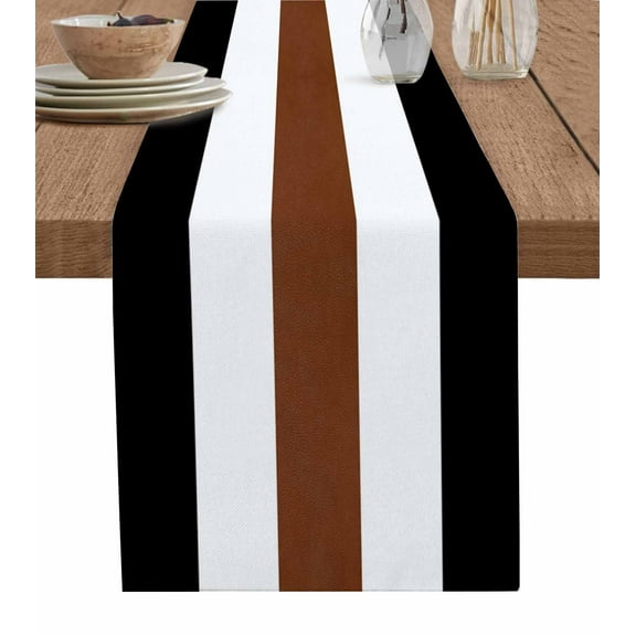 Brown Black White Boho Table Runner Contemporary Modern Art Tablerunners 16 x 72 Inch, Table Decorations Tabletop Scarf for Summer Gathering Holiday Farmhouse Kitchen Dining Decor
