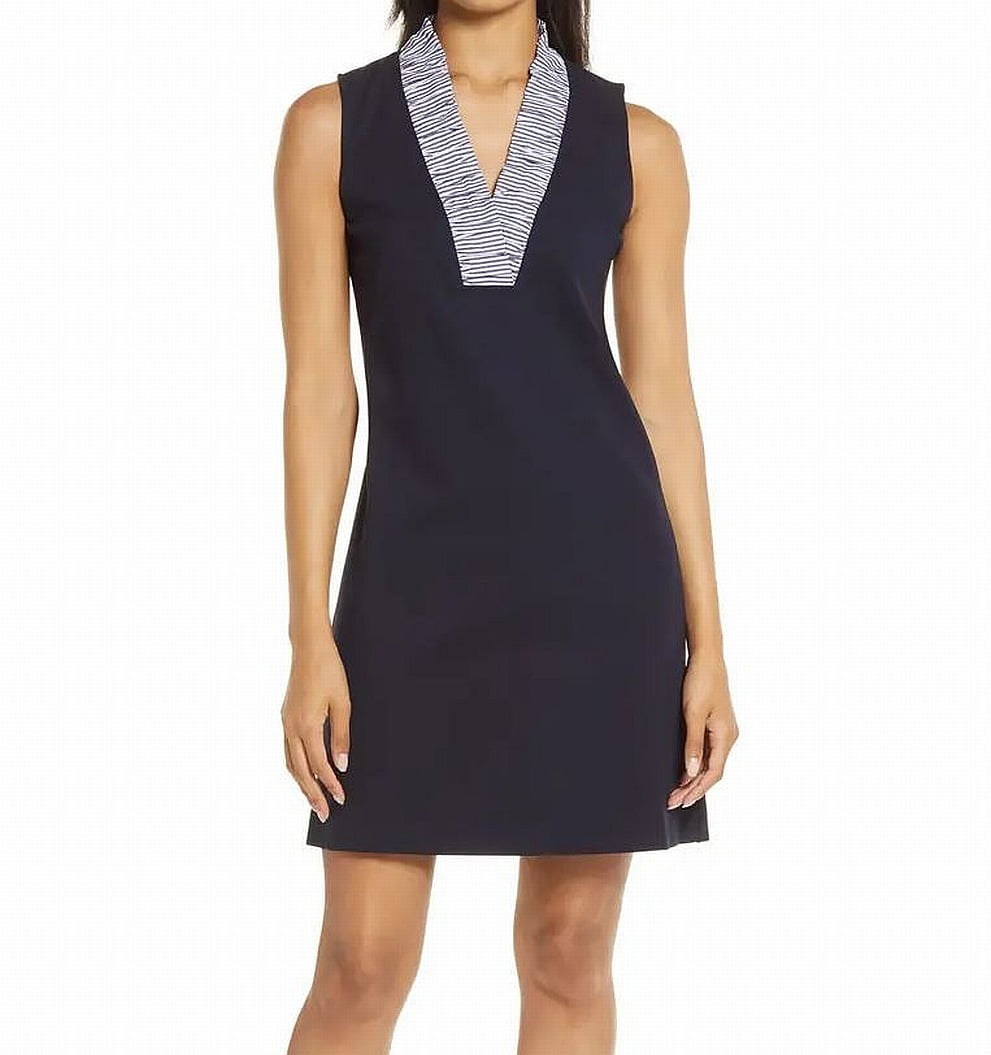eliza j ruffle v neck dress