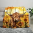 thumbnail image 2 of Cozy Highland Cow & Sunflower Flannel Throw Blanket - Soft, Warm, and Reversible for Couch or Bed, 2 of 6