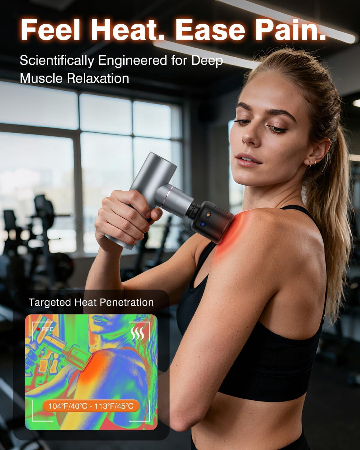 Massage Gun with Heat and Cold Therapy, Full-Metal Handheld Electric Massager Deep Tissue for Body Muscle Pain Relief, Silent Portable Percussion Massage Gun for Athletes and Recovery Gifts