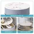 thumbnail image 6 of ASYA Gray End Table with Drawer, 21.65’’ Sofa Side Table, 2-Tier Round Nightstand for Bedroom, Marbling Natural Stone & Chrome, 6 of 10