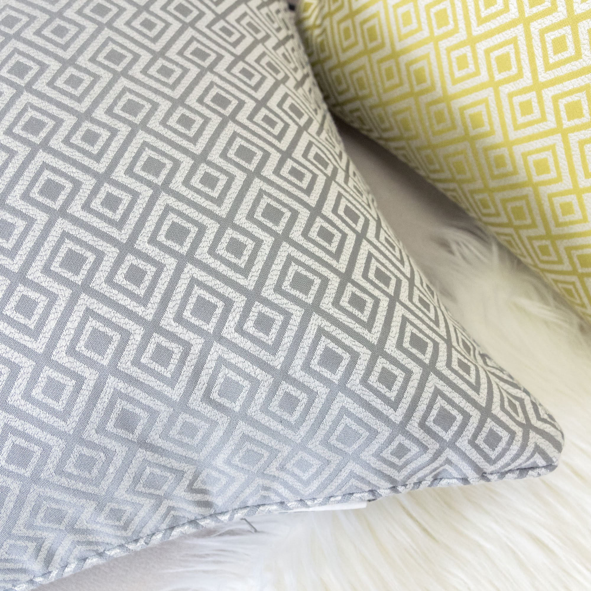 Jackie Silver Geometric Polyester 20 in. x 20 in. Throw Pillow