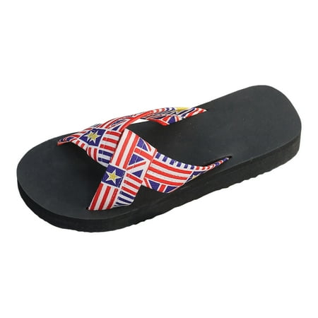 

WNVMWI Sandals Women House Slippers Beach Wide Womens Sandals Red Shoes Slippers Flip Flops Summer Colour Blocking Printed Fabric Outside Wear Beach Thick Bottom Flat Bottom Large Size Sanda Size 39