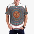 thumbnail image 2 of Balery Mandala Printed Men’s Short Sleeve Polo Shirt, Midweight Men's Shirt,Golf Polo shirts -Small, 2 of 8