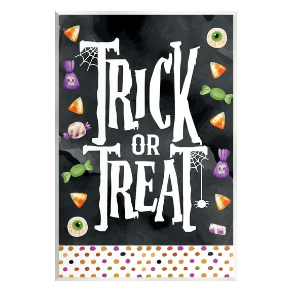 Stupell Industries Trick Or Treat Halloween Candy Holiday Painting Unframed Art Print Wall Art