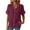 Wine-04, variant on Mittory Linen Cotton Womens V Neck Collared Short Sleeve Shirts Button Down Blouse Tops