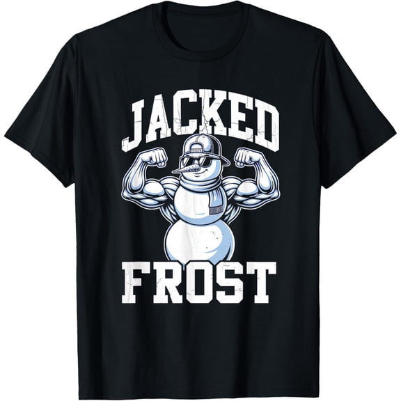 Jacked Frost Muscular Snowman Vintage Gym T-Shirt- American fashion hot selling casual retro high quality 100% cotton T-shirt 1 piece