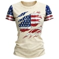 thumbnail image 3 of Women's 250th Anniversary Patriotic T-Shirt - Distressed American Flag Graphic Tee - Short Sleeve Crew Neck Top - USA Independence Day 2026 Casual Shirt Beige L, 3 of 6