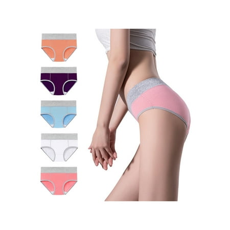 

Glookwis Women 5Pcs Thongs Comfy Underwear Seamless Stretch Lingerie Hip Lift Spliced Panties Briefs Orange+Dark Purple+Light Blue+ White+Dark Pink XL