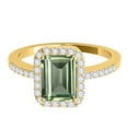 thumbnail image 2 of Rings for Women 3.20 Carat Diamond and Emerald Shaped Green Amethyst Ring prong 10K Yellow Gold, 2 of 5