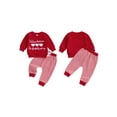 thumbnail image 3 of Loicainy Toddler Baby Boy Valentines Day Outfits 3 6 12 18 24 Months 2T 3T Letter Heart Embroidery Long Sleeve Round Neck Pullover + Stripe Pants 2 Pcs Clothes Set, 3 of 9