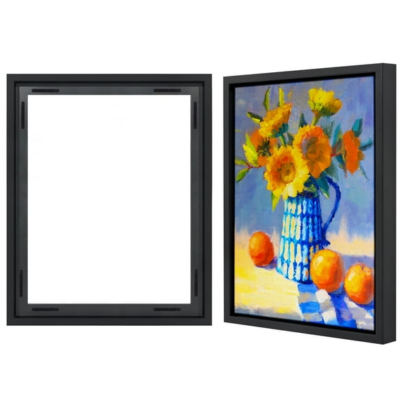 Americanflat 16X20 Canvas Floating Frame With Adhesive Strips Included - Vertical And Horizontal Floating Frame For Artwork - Canvas Frame For Wall Display - Black