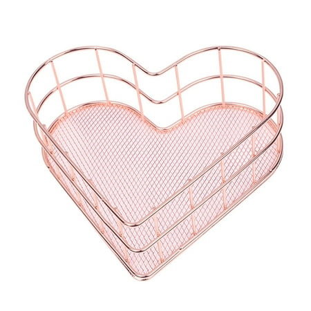 

Wrought Iron Storage Tray Nordic Minimalist Heart Shaped Metal Tray Home Decoration (Rose Gold)