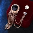 thumbnail image 3 of rygai Badge Pin Sparkling Chain Electroplating Ornamental Vintage Dress Up Colorfast Men Suit Tassel Lapel Pin Jewelry Gift,Blue, 3 of 8
