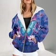 thumbnail image 5 of Fshinging Butterfly & Floral Zip Up Hoodie Jacket Graphic Long Sleeve Plus Size Sweatshirt Blue XL, 5 of 6