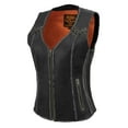 thumbnail image 4 of Milwaukee Leather MLL4526 Women's Distress Grey Leather Motorcycle Rider Vest- Stretch Side Panel W/ Lacing Detail X-Small, 4 of 8