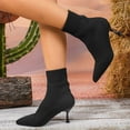 thumbnail image 4 of Womens High Heel Shoes Knitted Pointed Sock Shoes Dress Party Court Shoes Ladies Heel Wedding Shoes Black 7.5, 4 of 7