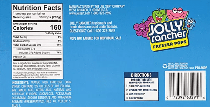 Jolly Rancher Freezer Pops, 1 oz 10 Count, 10 oz Box