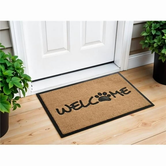 HomeRoots 632520 24 x 36 in. Natural & Black Coir Welcome Outdoor Door Mat