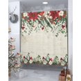 thumbnail image 4 of Polyester Fabric Christmas Poinsettia Shower Curtain, Xmas Botanical Pine Cones Waterproof Bathtub Curtain Bathroom Decor Set with Hooks 72 x 84 Inches, 4 of 6