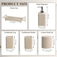 thumbnail image 3 of Bathroom Accessories Set, 6 Piece Bathroom Set with Toothbrush Holders, Soap Dispenser, Vanity Tray, Tumbler, Cotton Swab Jars, Bathroom Organizer，Bathroom Sink Sets, Stone Beige, 3 of 7