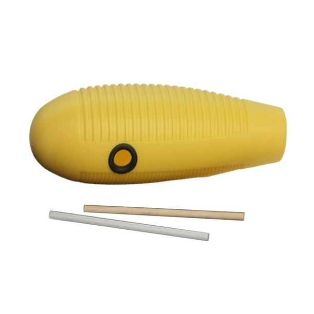 Guiro de pez, instrumento musical de percusión, maraca, percusión latina con 2 raspadores amarillo