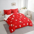 thumbnail image 3 of Castle Fairy Santa Claus Girl 7 Pieces Bedding Comforter Set,Christmas Deer Full Bedding Set Lightweight,White Red Fitted Sheet Flat Sheet,Microfiber Bedroom Decor, 3 of 7