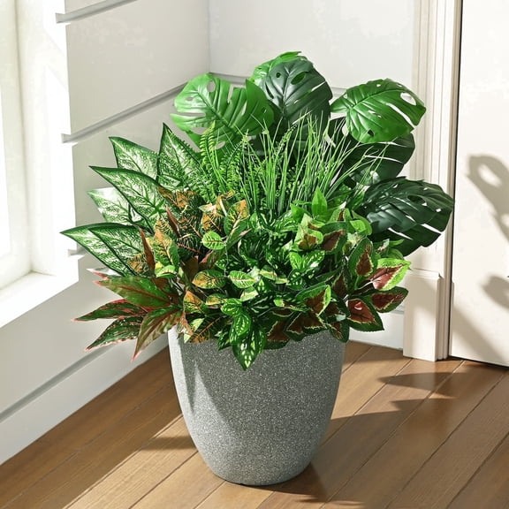 Yastouay 10Pcs Fake Plants,Realistic Artificial Greenery for Outdoors,UV Resistant Artificial Ferns for Outdoors Front Porch Decor
