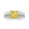 thumbnail image 2 of Clara Pucci 14K White Gold 2.63 Simulated Yellow Diamond Engraveable Engagement Ring + Wedding Band Set, 2 of 7