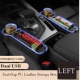 thumbnail image 2 of Phyun Led Atmosphere Light Car Seat Crevice Storage Box Usb Qc3.0 Charging Port Seat Box Stowing Tidying Cup Card Phone Holder Accessories Left Side, 2 of 5