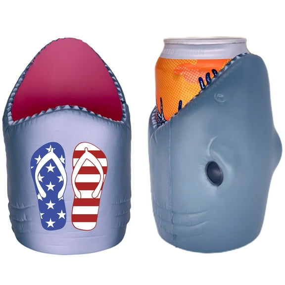 Flip Flp Stars and Stripes Patriotic Shark Bite Can Coolie