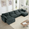thumbnail image 2 of Newest U Shape 4 Seater Deep Seat Sofa Couch, Ottomans,4-Seat Sofa, 2 Movable Ottomans,Oversized Modular Sectional Sofa, 6 Seats, Storage Pull out Drawer Under Each Seat,Chenille Gary, 2 of 20