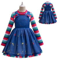 RongKing Horror Doll Girls Halloween Costume Dress for Child, Little Girls 5-6Y